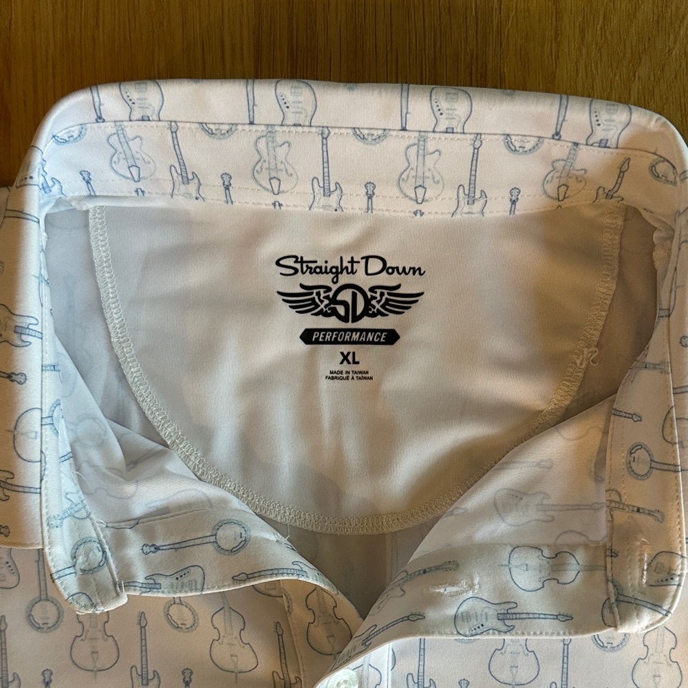 Straight Down White Patterned Golf Polo Shirt - image 2